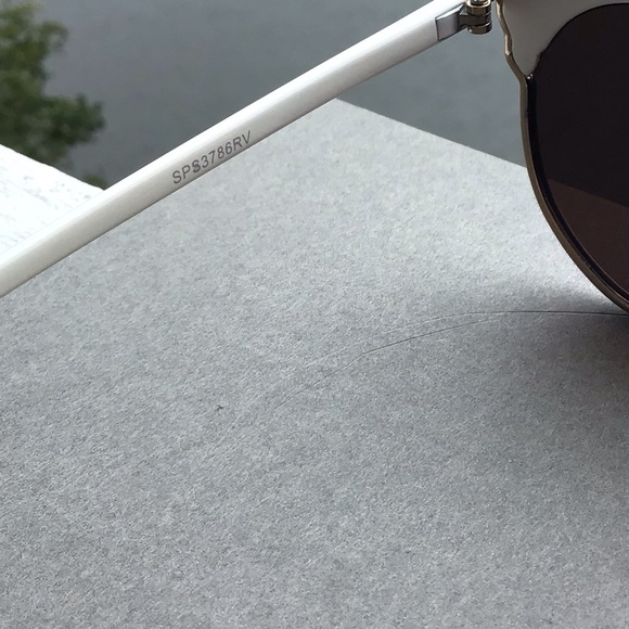 Steampunk Funky Sunglasses Blue Mirrored Lenses with White Frame Unisex - Picture 8 of 8